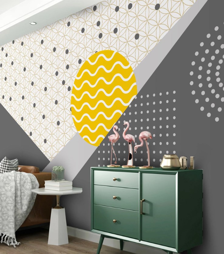 Modern Art Wavy Sun Geometric Pattern Removable Wallpaper 4 Modern Art Wavy Sun Geometric Pattern Removable Wallpaper