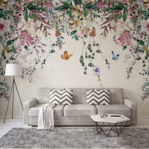 Colorful Flowers and Leaves Floral Removable Wallpaper