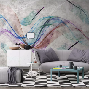 Colorful Feathers Abstract Drawing Bohemian Removable Wallpaper