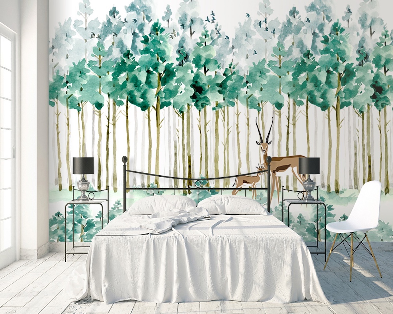 Horned Deer Green Trees Forest Wallpaper 1 Horned Deer Green Trees Forest Wallpaper