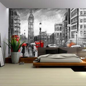 Monochrome Cityscape Charcoal City Landscape Wallpaper