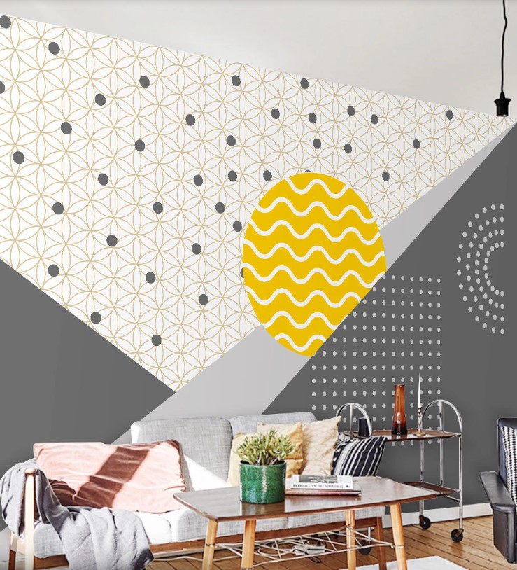 Modern Art Wavy Sun Geometric Pattern Removable Wallpaper 2 Modern Art Wavy Sun Geometric Pattern Removable Wallpaper