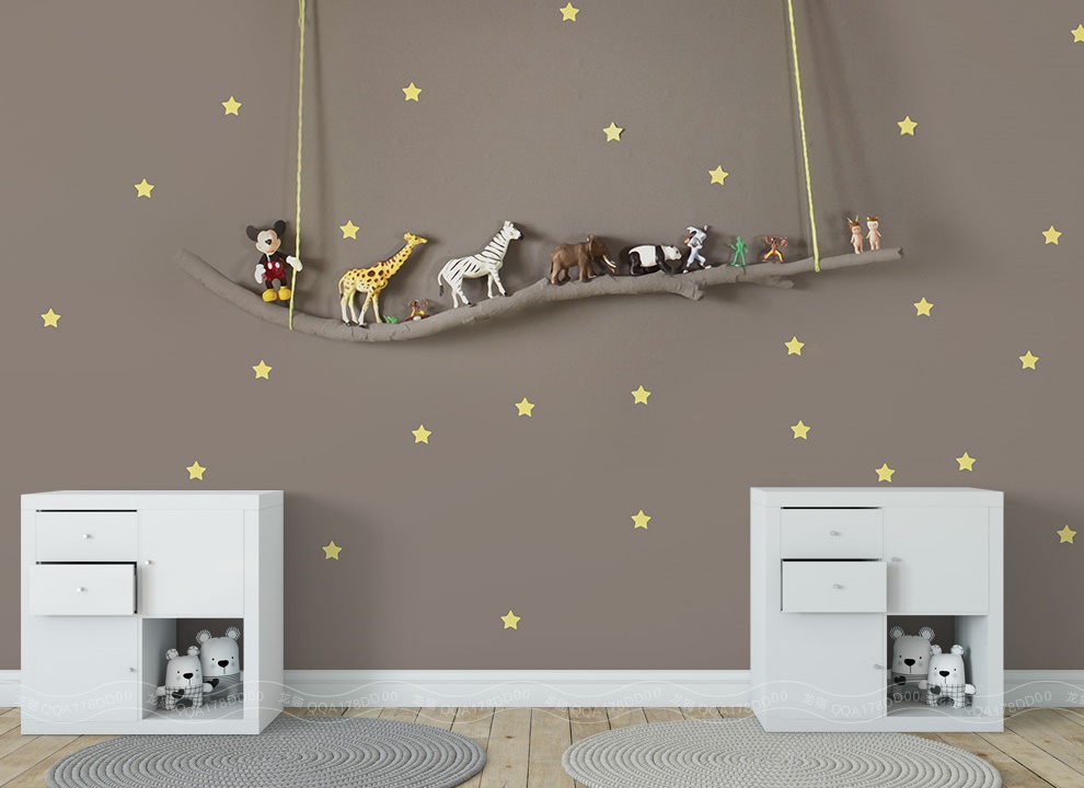 3D Animals Starry Landscape Nursery Wallpaper 1 3D Animals Starry Landscape Nursery Wallpaper
