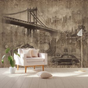Brooklyn Bridge Nostalgic City View Wallpaper