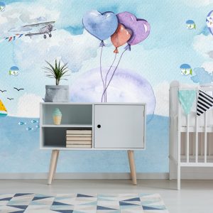 Cartoon Whale and Sea Landscape Removable Wallpaper