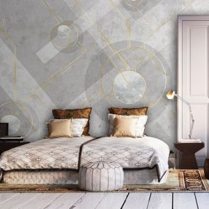 Gray Circle Square Abstract Geometric Shapes Background Removable Wallpaper