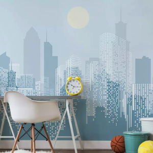 Monochrome City Landscape Removable Wallpaper