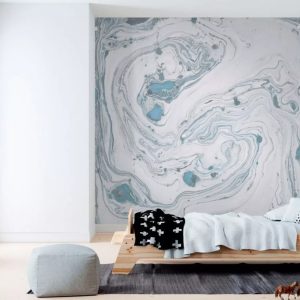 Marbling Blue Brush Non-Woven Wallpaper