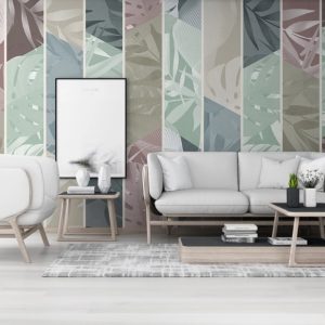 Leaves in The Vertical Lines Floral Pattern Modern Design Removable Wallpaper