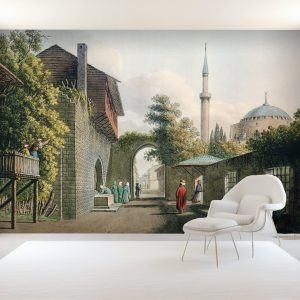 Art Vintage Landscape Medieval Cityscape Removable Wallpaper