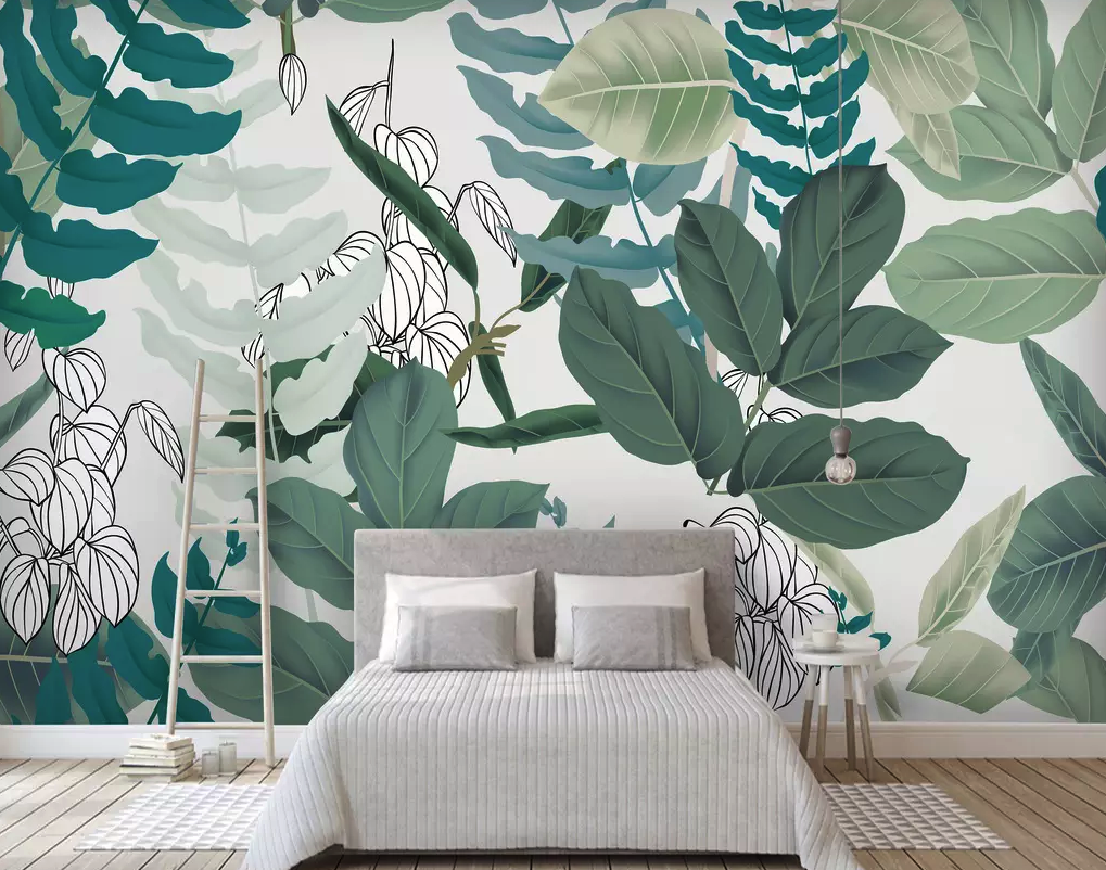 Tropical Leaves Drawing Exotic Leaf Removable Wallpaper 3 Tropical Leaves Drawing Exotic Leaf Removable Wallpaper