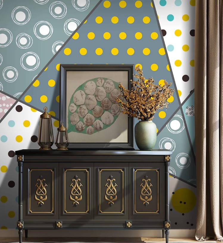 Geometric Trapezoid and Triangle Shapes Dots Removable Wallpaper 3 Geometric Trapezoid and Triangle Shapes Dots Removable Wallpaper