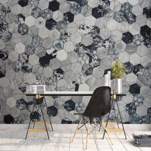 Hexagon Dark Geometric Pattern REMOVABLE Wallpaper