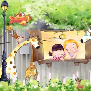 3D Cartoon Forest Cute Animals Kids Wallpaper