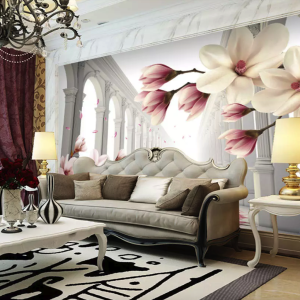 3D Magnolia Flower Abstract Column Wallpaper