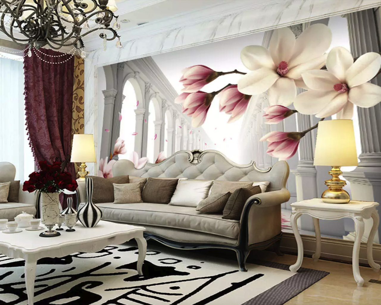 3D Magnolia Flower Abstract Column Wallpaper 3 3D Magnolia Flower Abstract Column Wallpaper