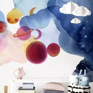 Colorful Brushes Watercolor Paint Removable Wallpaper