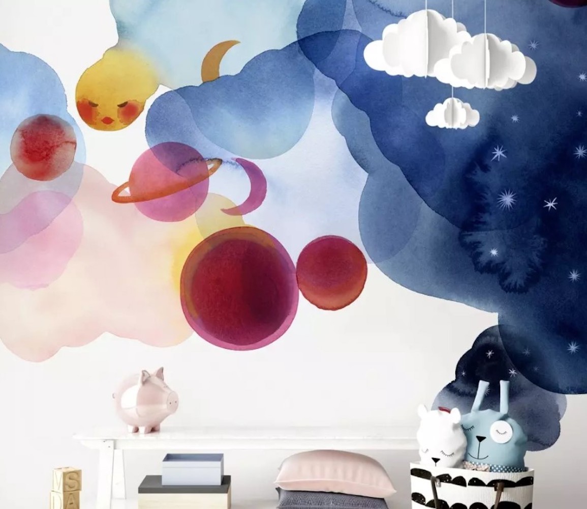 Colorful Brushes Watercolor Paint Removable Wallpaper 4 Colorful Brushes Watercolor Paint Removable Wallpaper