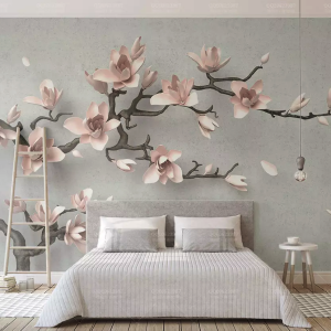 3D Embossed Floral Magnolia Blossom Soft Flower Classical Wallpaper