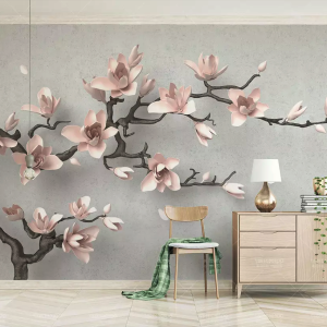 3D Embossed Floral Magnolia Blossom Soft Flower Classical Wallpaper