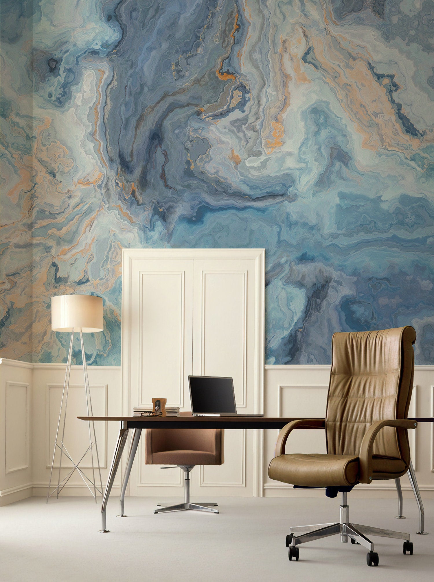 Turquoise and Blue Waves Marble Pattern Removable Wallpaper 3 Turquoise and Blue Waves Marble Pattern Removable Wallpaper