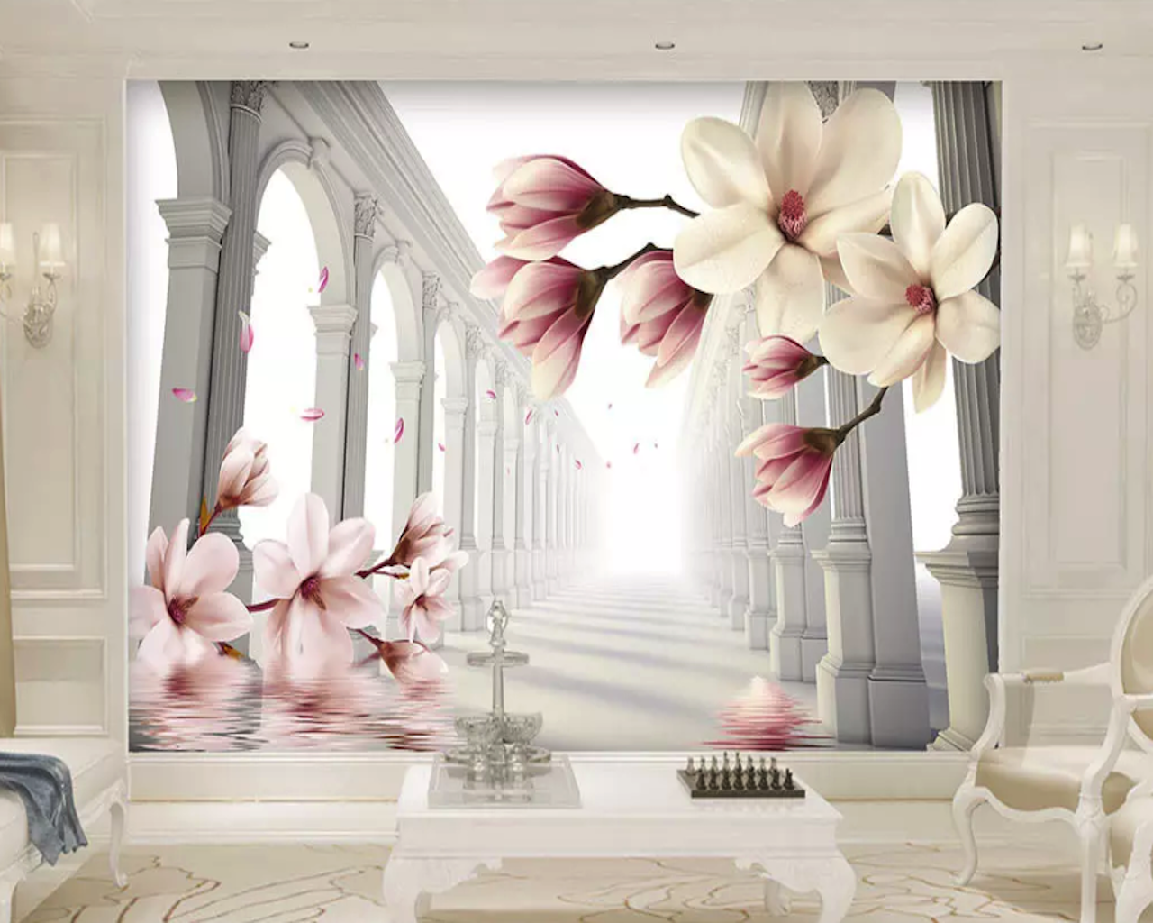 3D Magnolia Flower Abstract Column Wallpaper 2 3D Magnolia Flower Abstract Column Wallpaper