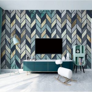Colorful Line Rectangle Geometric Shapes Modern Removable Wallpaper