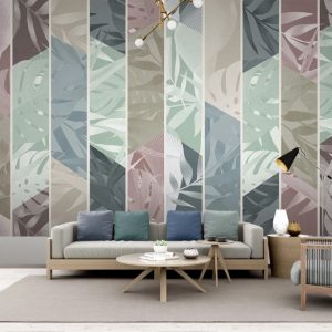 Leaves in The Vertical Lines Floral Pattern Modern Design Removable Wallpaper