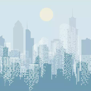 Monochrome City Landscape Removable Wallpaper