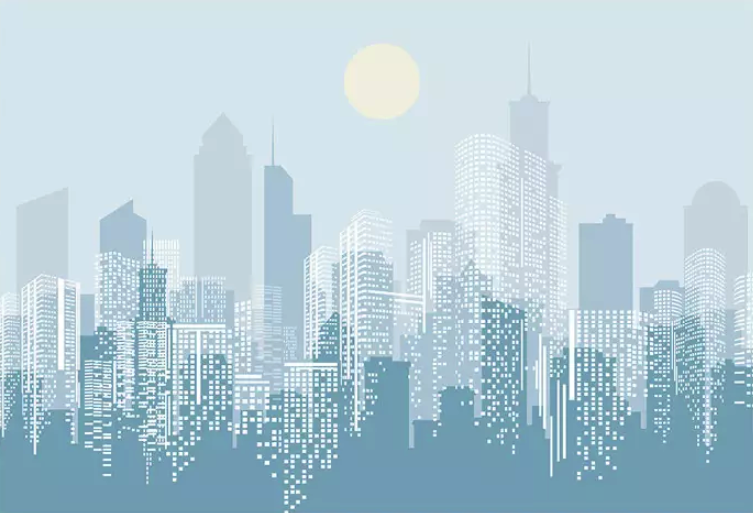 Monochrome City Landscape Removable Wallpaper 3 Monochrome City Landscape Removable Wallpaper