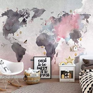 Pink Gray Scandinavian World Map Wallpaper