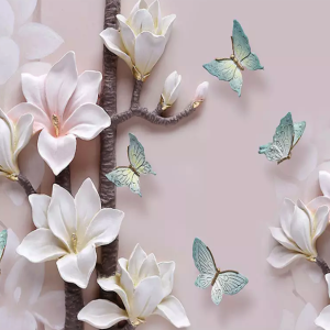 3D Blue Butterfly Minimalist Wallpaper