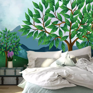 Kids Cartoon Forest Green Jungle Removable Wallpaper