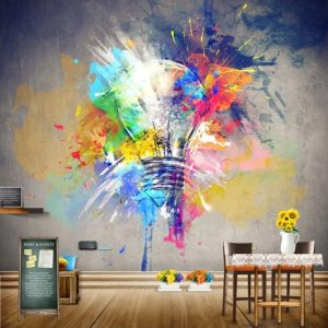Art Abstract Painted Light Bulb Colorful Removable Wallpaper