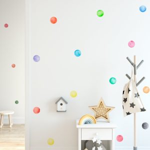 63 Pieces 3" Watercolor Little Circles Polka Dots Wall Sticker Set