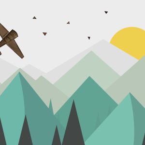 Geometric Triangle Green Mountains Sun Plane Removable Wallpaper