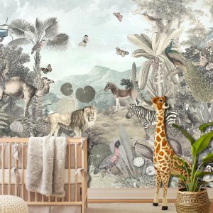 The Animals in Tropical Jungle Removable Wallpaper