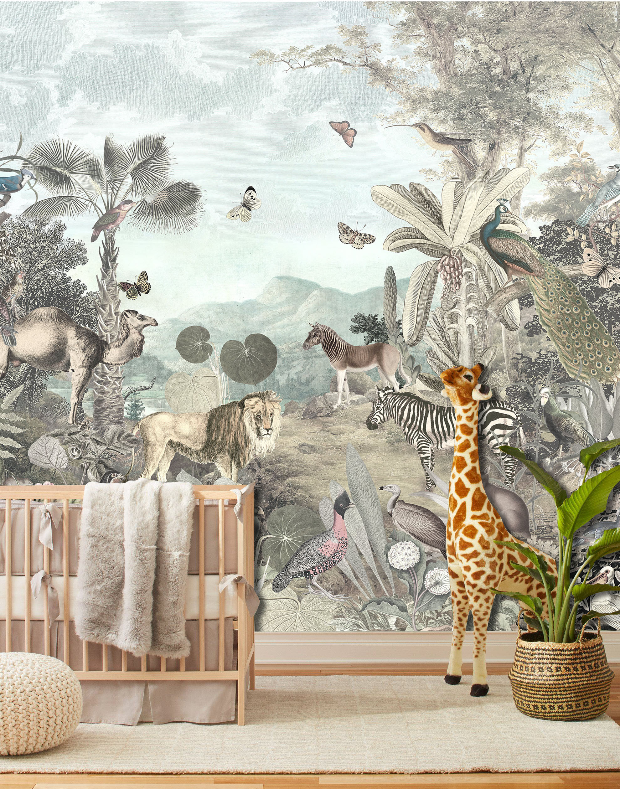 The Animals in Tropical Jungle Removable Wallpaper 1 The Animals in Tropical Jungle Removable Wallpaper