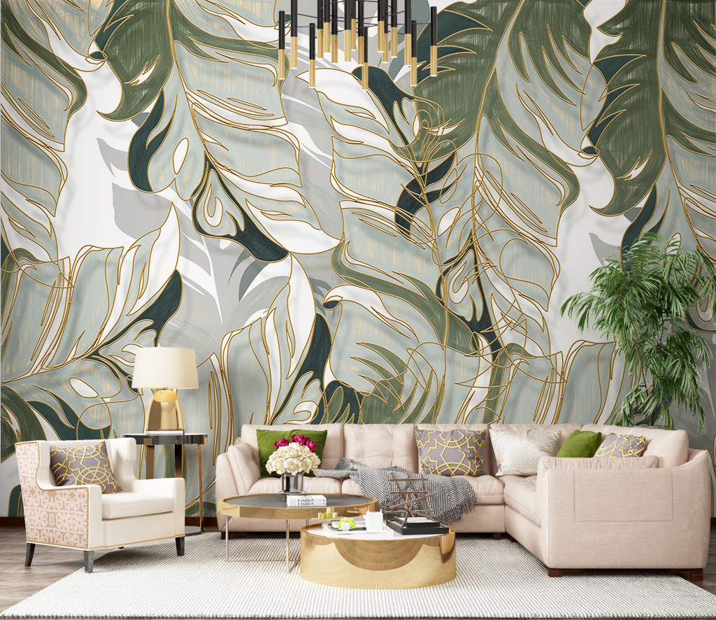 Leaf Abstract Modern Design Removable Wallpaper 2 Leaf Abstract Modern Design Removable Wallpaper