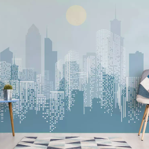 Monochrome City Landscape Removable Wallpaper