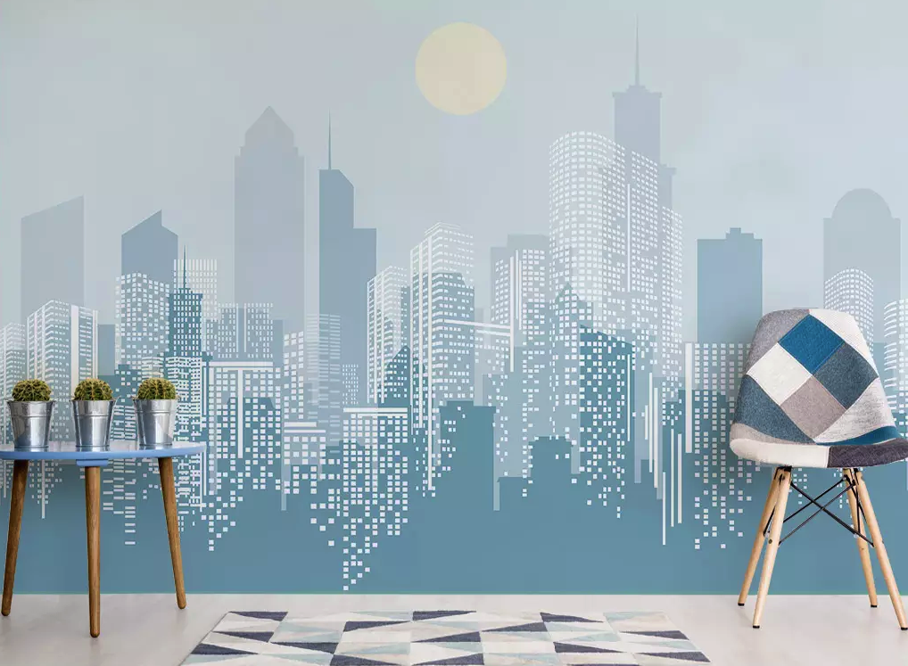 Monochrome City Landscape Removable Wallpaper 1 Monochrome City Landscape Removable Wallpaper