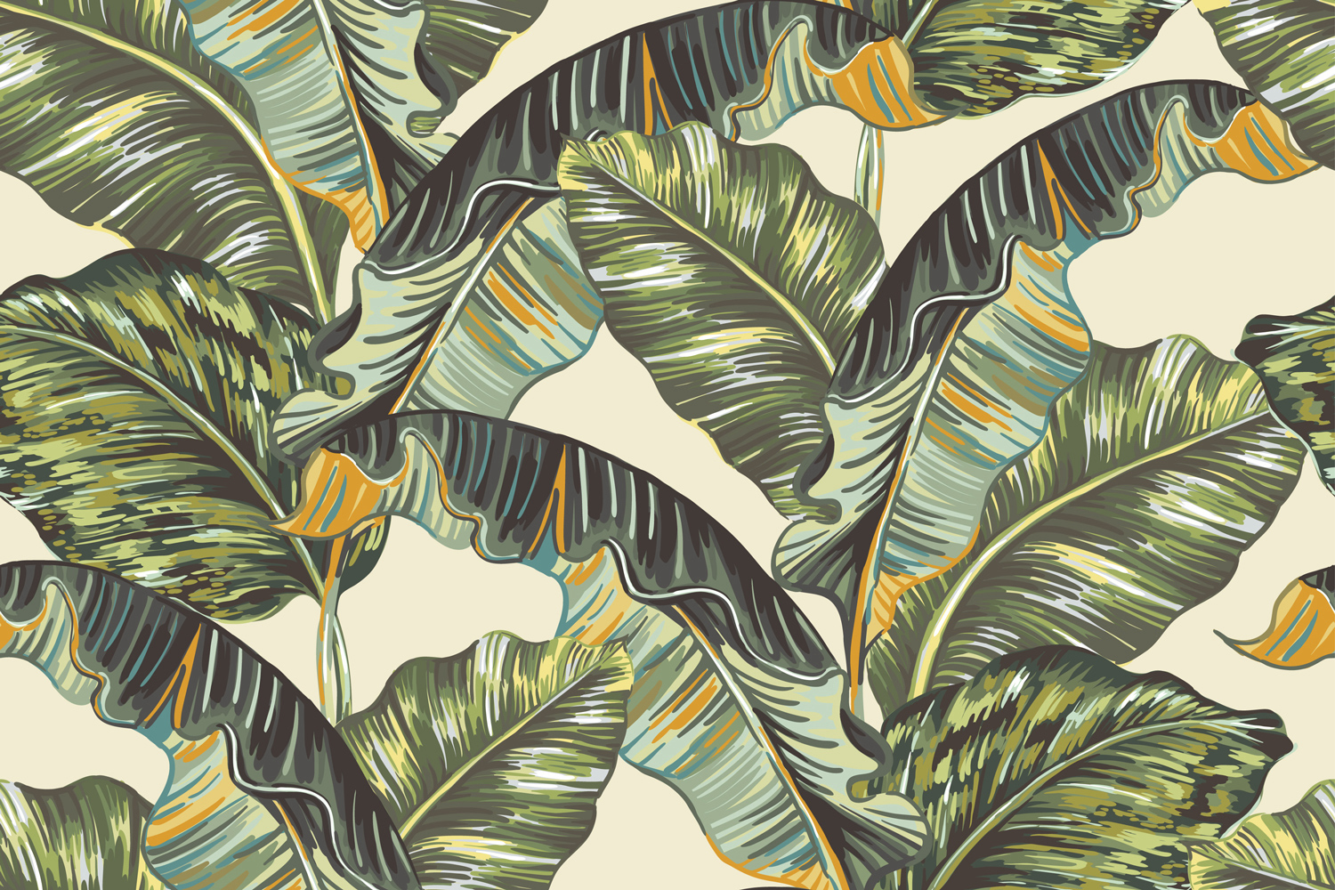 Vintage Banana Leaves Nostalgic Removable Wallpaper 5 Vintage Banana Leaves Nostalgic Removable Wallpaper