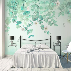 Nordic Leaf Plum Blossom Floral Wallpaper