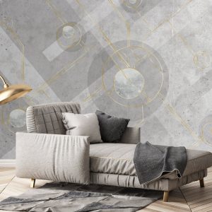 Gray Circle Square Abstract Geometric Shapes Background Removable Wallpaper