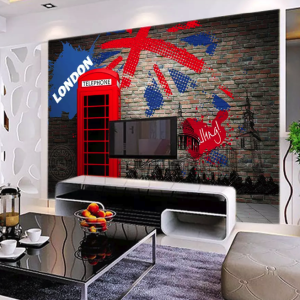 Flag Phone Booth London Street REMOVABLE Wallpaper