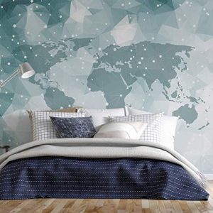 World Map Geometric Non-Woven Wallpaper