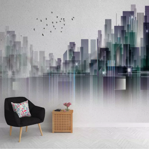 Dark Cityscape Skyscrapers Removable Wallpaper
