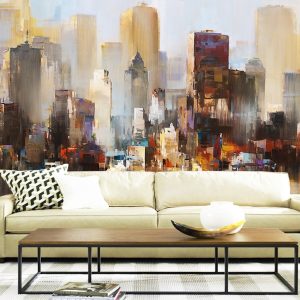Watercolor Landscape City View Removable Wallpaper