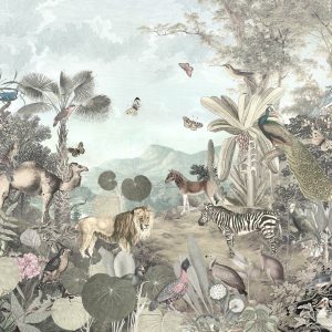 The Animals in Tropical Jungle Removable Wallpaper