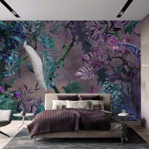 Exotic White Peacock Wallpaper Mural